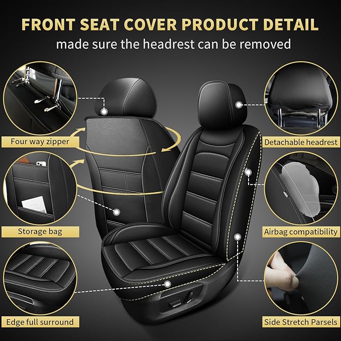 AOMSAZTO Ford Ranger Seat Covers: Full Set Custom Fit 2019 2020 2021 2022 2023 - Image 3