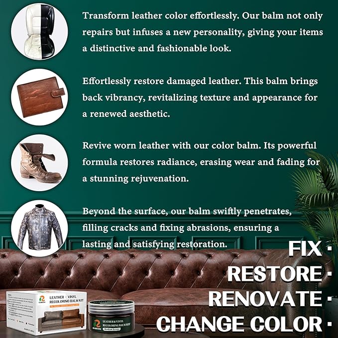 Medium Brown Leather Repair Kit, Leather Recoloring Balm – Restore & Repair - Image 5