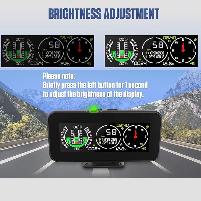 GPS Car Digital Inclinometer for Off Road Vehicles, Head Up Display DC 10-30v - Image 3