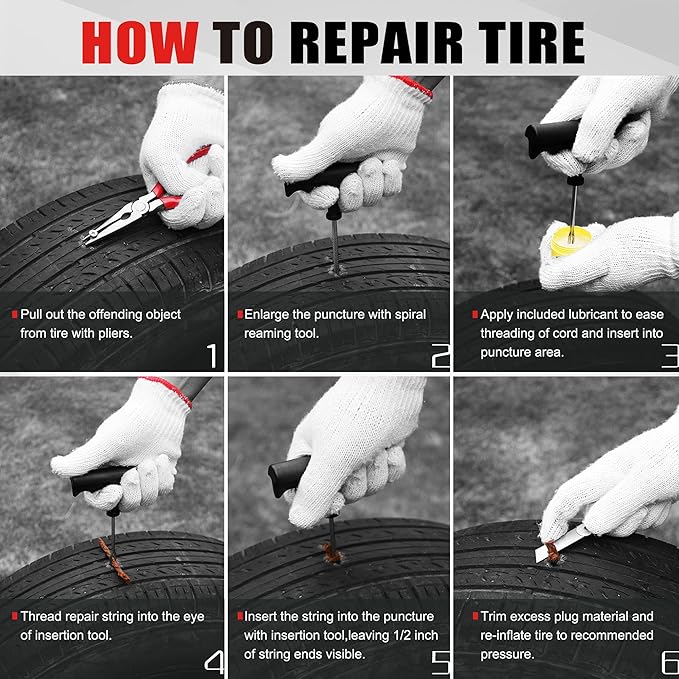 Economical Tire Repair Kit to Fix Punctures and Plug Flats, 10-Piece Value Pack - Image 6