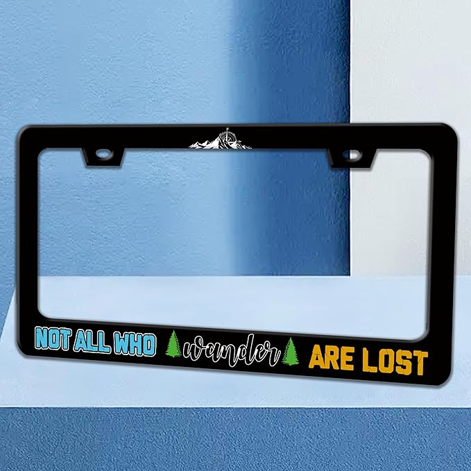 Not All Who Wander are Lost License Plate Frame Mountains Compass License Plate - Image 2