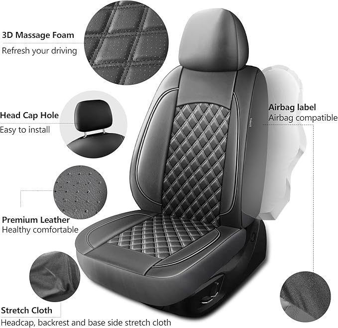 Leather Car Seat Covers, Breathable and Waterproof Napa Leather Automotive Seat - Image 5