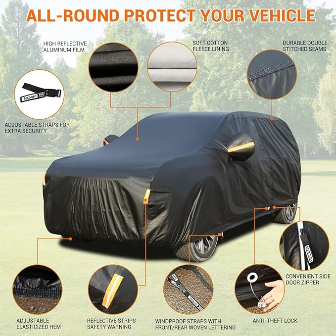 Tecoom Car Cover Waterproof All Weather, 3 Layers Car Covers - Image 2