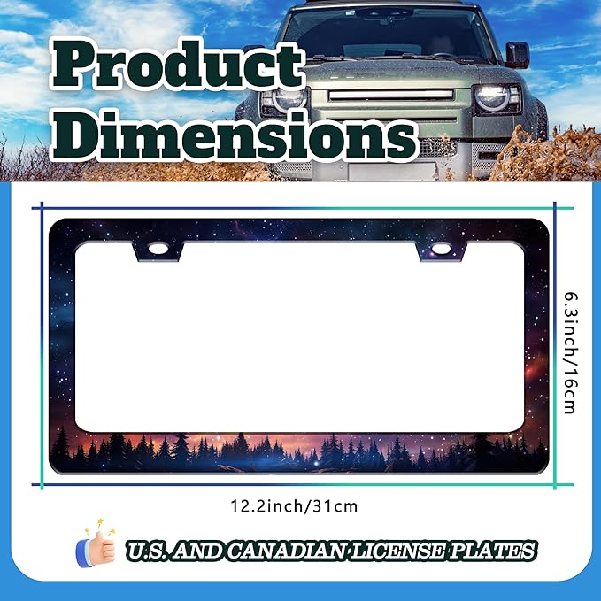Starry Sky Galaxy License Plate Frame Beautiful Night Forest Funny License - Image 3
