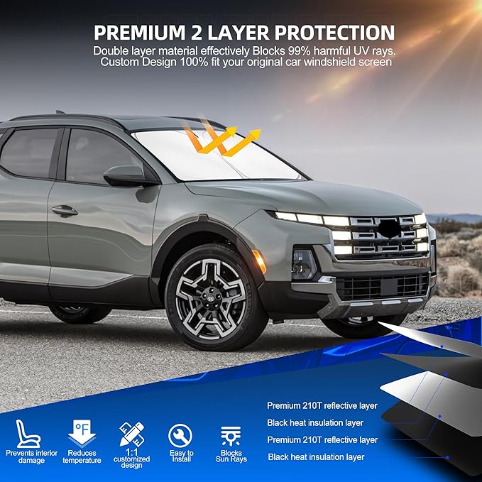 Windshield Sun Shade for H-yund-ai Santa Cruz 2022-2025 Foldable Sunshade - Image 3
