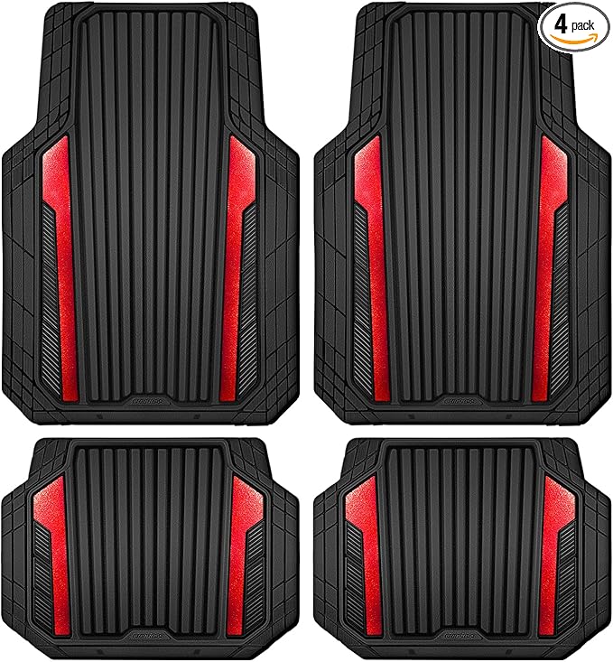 CAR PASS Heavy Duty Rubber Car Mats Metallic S~L Size, Aluminum Film All by CARPASS
