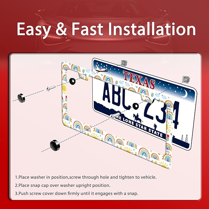 Cute Rainbow License Plate Frame Personalized License Plate Frames Colorful - Image 3