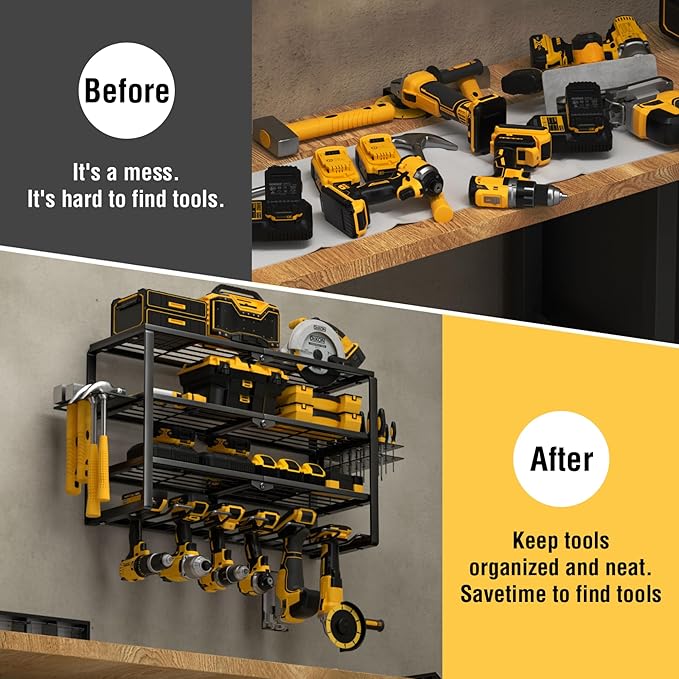 YYR 4 Layer Power Tool Organizer Wall Mount, Cordless Drill Hanger Storage Rack - Image 8