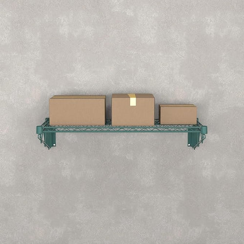 14" x 36" Green Epoxy Wire Wall Mount Shelf - Image 2
