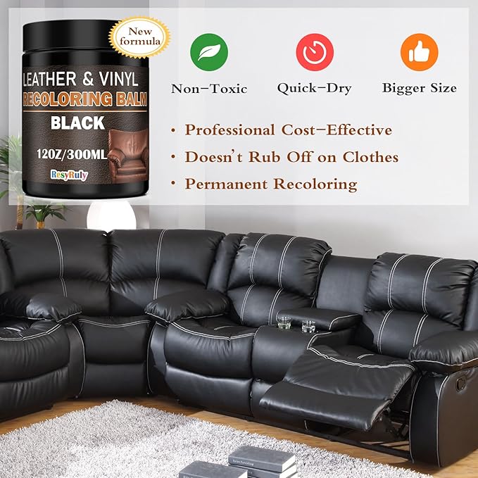 Leather Recoloring Balm Black Leather Dye Vinyl Paint Car Interior Seat - Image 3