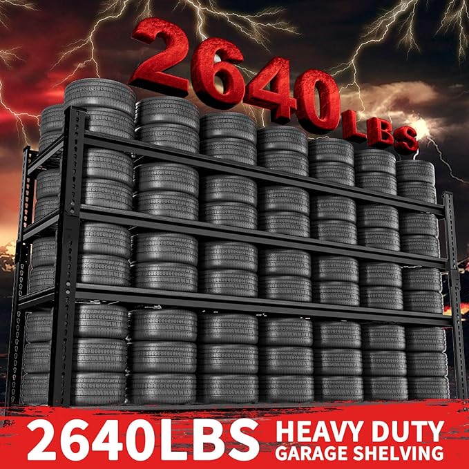 Storage Shelves, Garage Shelving Heavy Duty 2640LBS Capacity, 4 Tier Utility - Image 4
