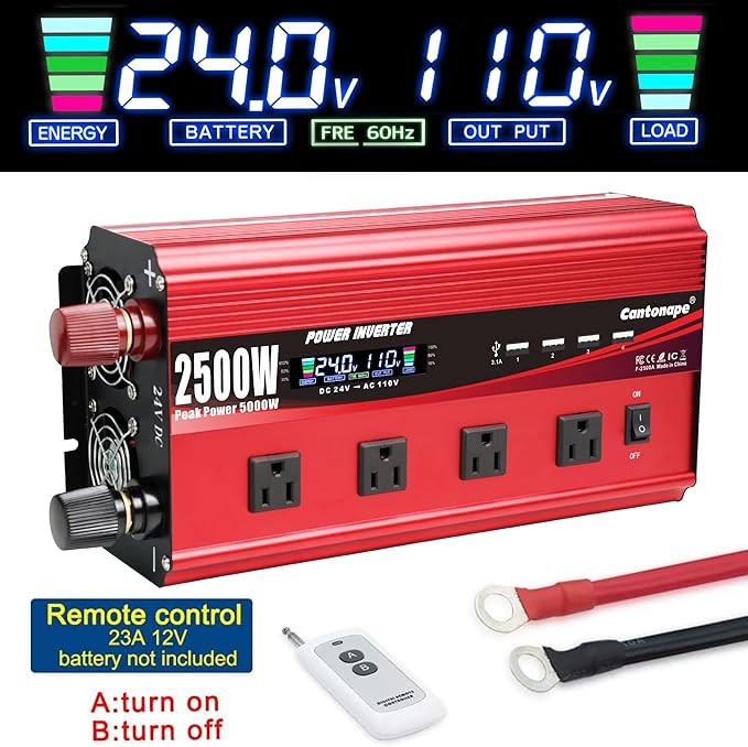 2500W Power Inverter 24V to 110V/120V DC to AC - Image 5