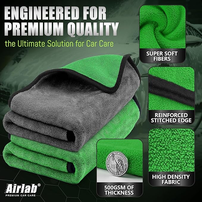 Airlab Microfiber Towels for Cars Wash Drying Thick Plush Cleaning Cloth Auto - Image 3