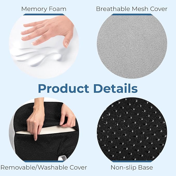 5 STARS UNITED Seat Cushion for Tailbone Pain Relief – Large Memory Foam - Image 6