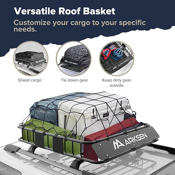 ARKSEN 43 x 39 x 6 Inch Universal 150LB Heavy Duty Roof Rack Cargo - Image 3