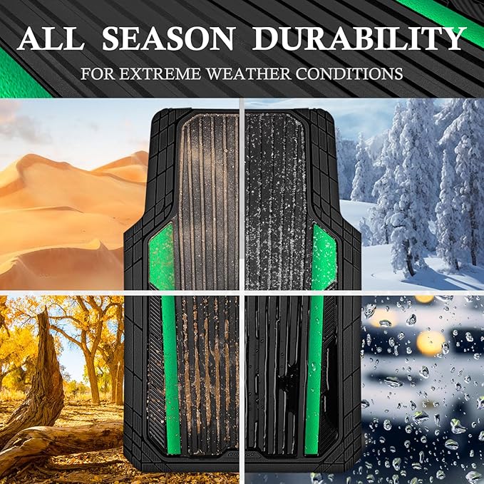 CAR PASS Heavy Duty Rubber Car Mats Metallic, Aluminum Film All Weather Floor - Image 3