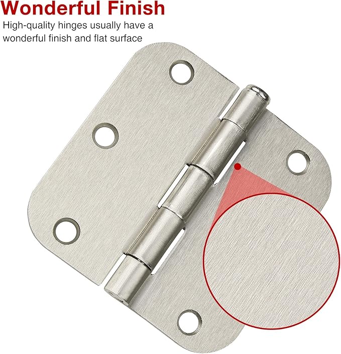 42 Pack Rounded Door Hinges Brushed Nickel 3.5 inch x 3-1/2", 5/8" Radius Heavy - Image 3