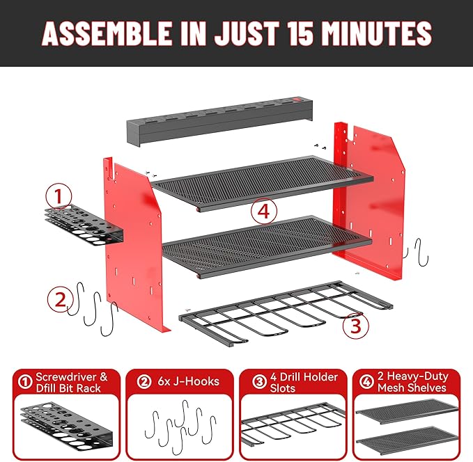 3-Tier Modular Drill Holder & Power Tool Organizer Wall Mount - Image 4