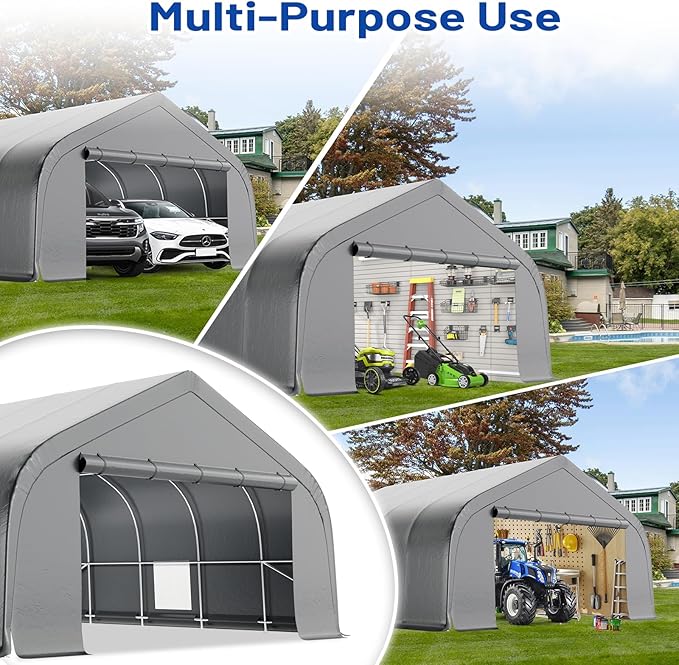 EROMMY 20x20 FT Heavy Duty Durable Carport, Galvanized Steel Frame Garage - Image 7