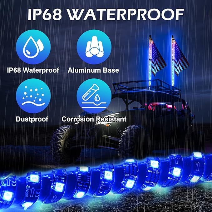 2PCS 3FT RGB LED Whip Light - Image 5