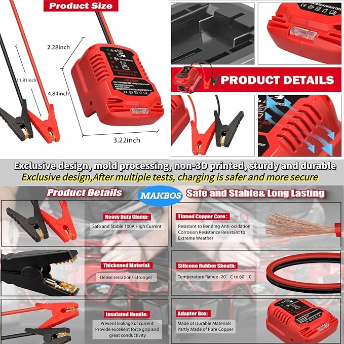 Car Jump Starter Adapter for Craftsman 20V Battery, 12V Portable Car Jump - Image 4