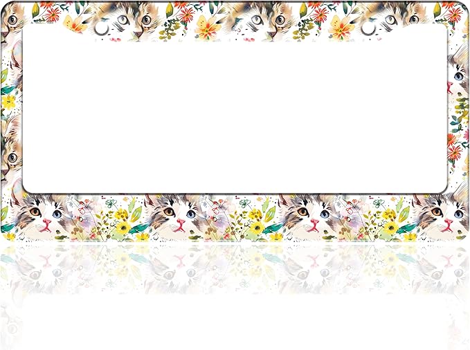 Cute Cat License Plate Frame Kitten Stainless Steel License Plate Holder by TINALUIN