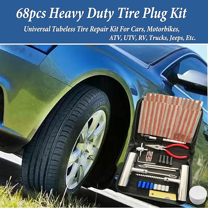 Tire Repair Kit, Universal Tire Repair Tools Flat Tire Puncture Repair - Image 6