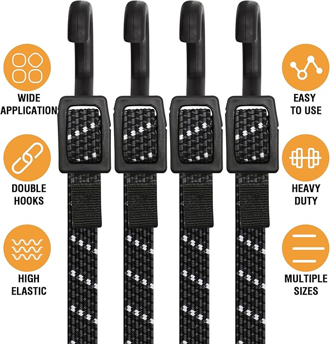Bungee Cords with Hooks Heavy Duty, Flat Adjustable Bungee Cords with Hooks 40 - Image 3