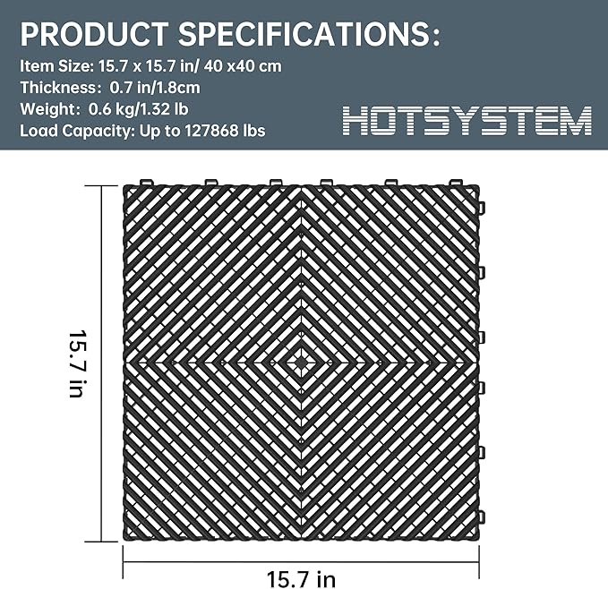Durable Polypropylene Interlocking Modular Garage Floor Tiles, Versatile - Image 2