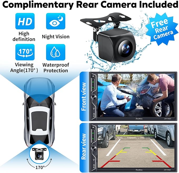 7" Double Din Car Stereo with Wireless Apple CarPlay and Android Auto, 240W - Image 7