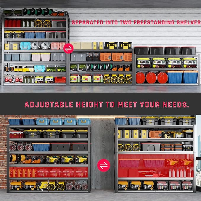 65" W Garage Shelving Heavy Duty, 7 Tier Garage Shelves, Commercial Metal - Image 4