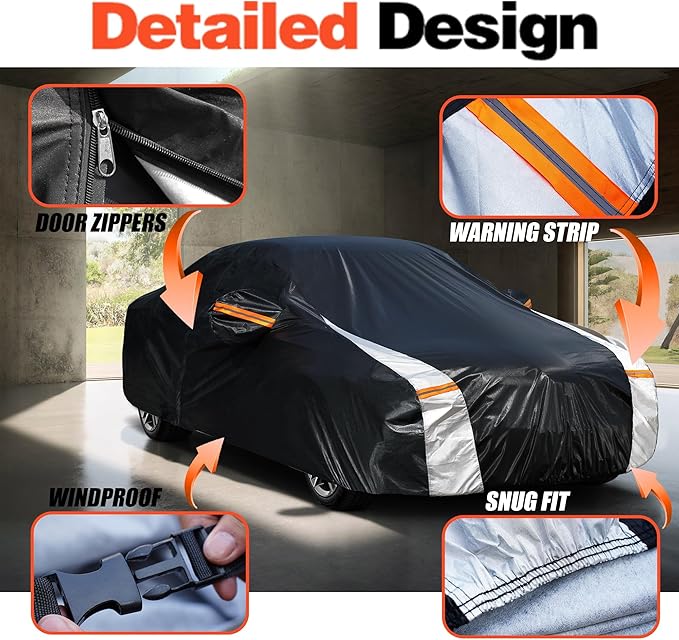 12-Layer Custom Fit Car Cover for Tesla Model 3, Upgraded Waterproof - Image 3