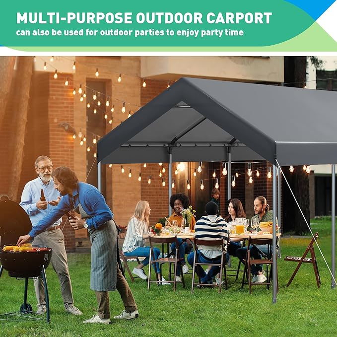 10X20 Ft Heavy Duty Carport Canopy, Portable Garage, Car Tents, Reinforced - Image 8