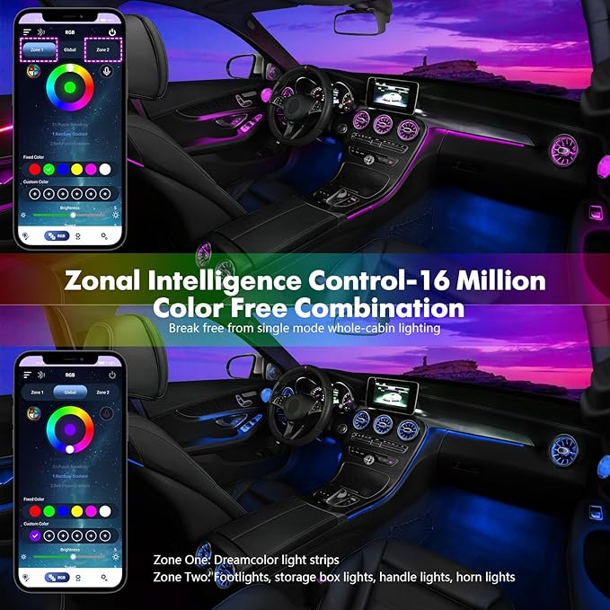 New Version Dreamcolor Acrylic Car Interior Lights 18 in 1 RGB Car Ambient - Image 2