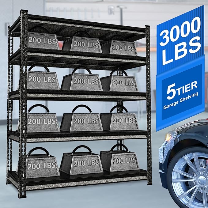 Garage Shelving Heavy Duty 3000LBS Loads, 5-Tier Metal Shelving Units and - Image 4