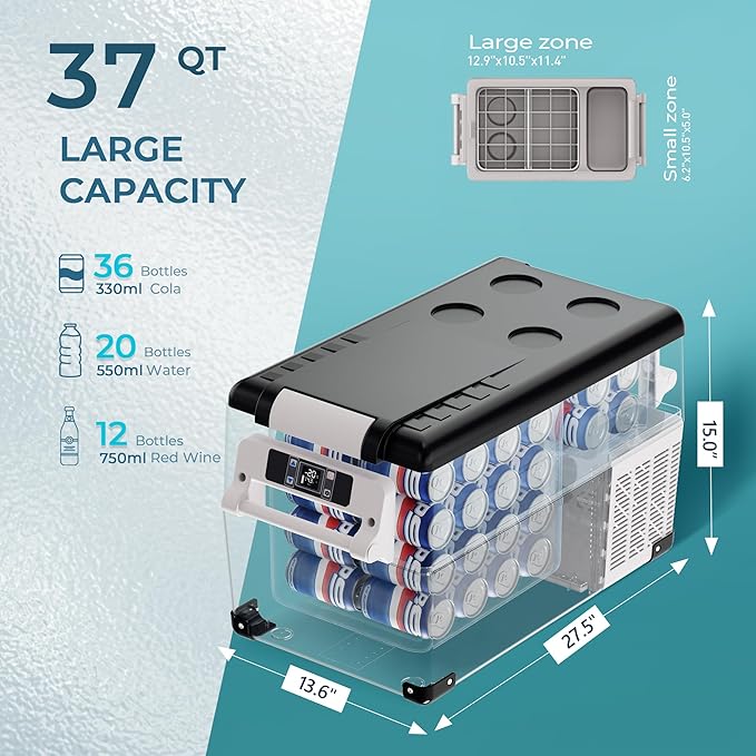 EUHOMY 12 Volt Refrigerator, 38QT Electric Cooler, 12V Fridge APP Control - Image 7