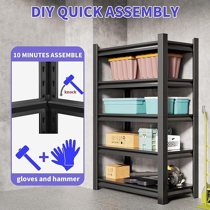 2 Sets Garage Shelving Unit 24"D x 48"W x 87"H Heavy Duty Storage Shelves Easy - Image 5