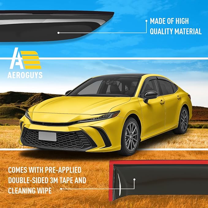 Extra Durable Window Deflectors Tape-On Window Visors Rain Guards Fit - Image 6
