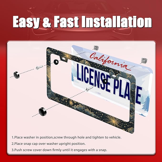 Beautiful Night Starry Sky License Plate Frame Nebula Stars License Plate - Image 3