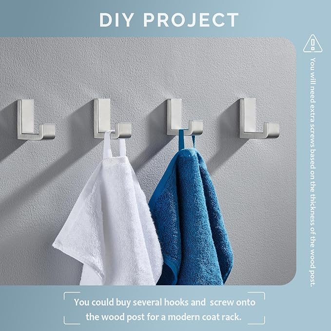 Angle Simple Towel Hooks for Bathroom, SUS 304 Stainless Steel Robe Coat Hooks - Image 3