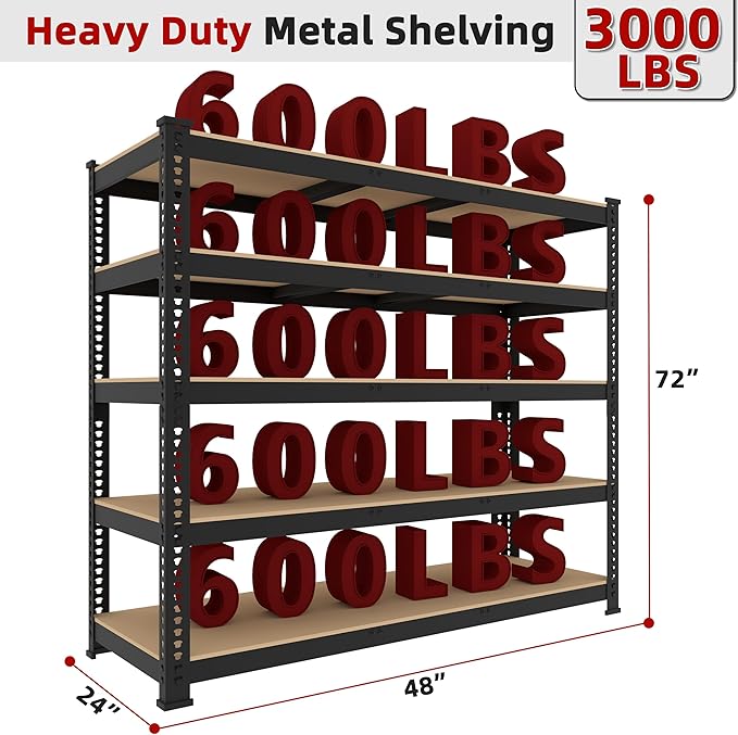 48" W x 24" D x 72" H Adjustable Garage Storage Shelves - Image 2