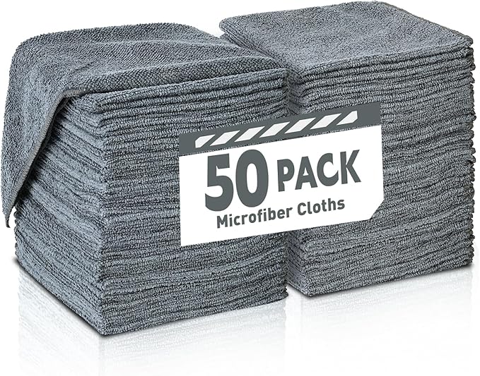 Microfiber Cleaning Cloths Bulk Pack-50 Pack, Microfiber Towels Bulk, Towels by TEAWOO