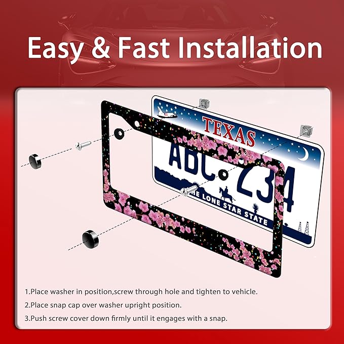 Cherry Blossom License Plate Frame Beautiful Flowers License Plate Frames - Image 3