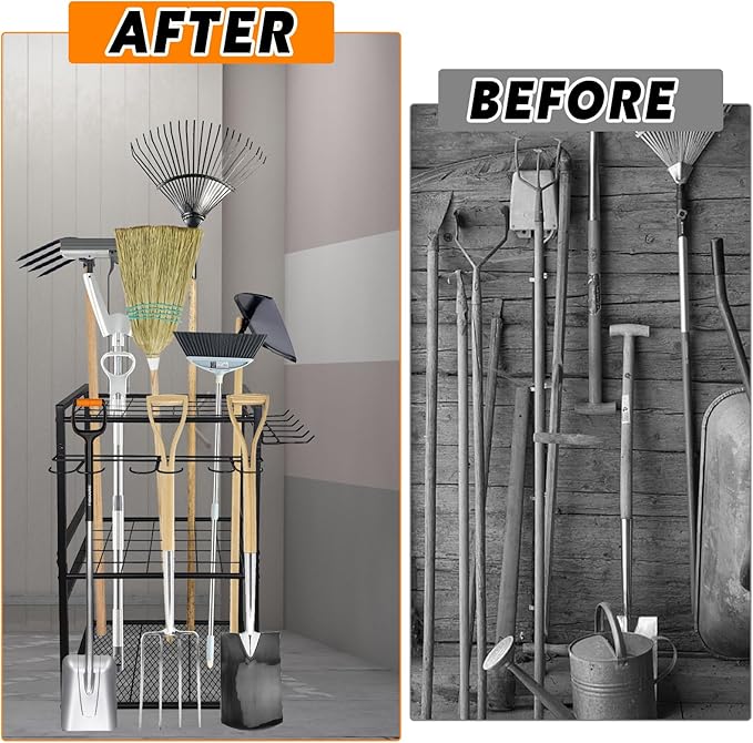 3 Tier Garden Tool Organizer, Yard Tool Tower Rack, Tool organizer up to 78 - Image 6