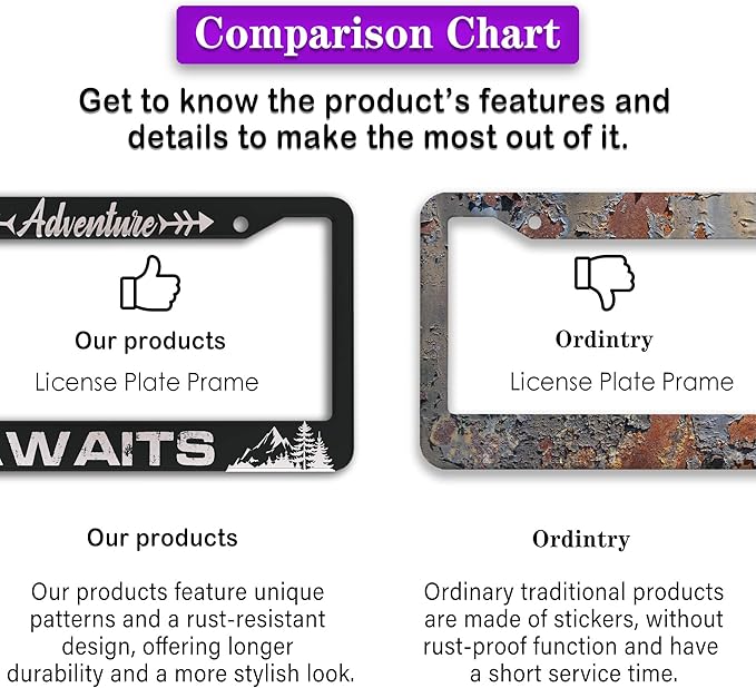 License Plate Frames for Men Black and White Car Plate Frames for Women - Image 6