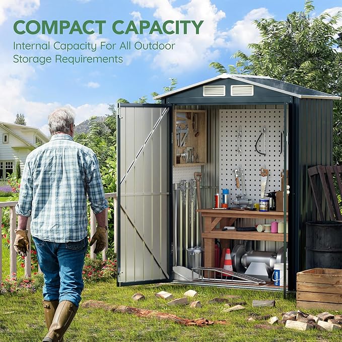 5x3X6.3FT Outdoor Steel Storage Shed - Image 2