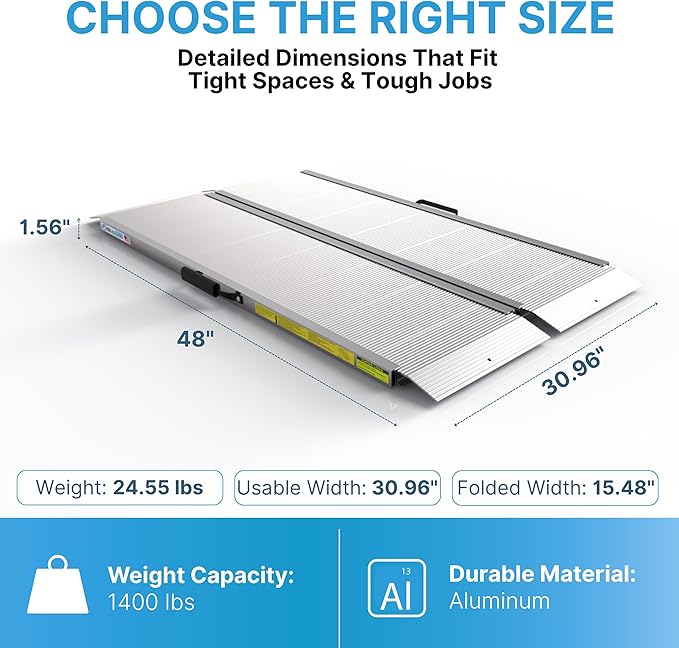 EZ-ACCESS Traverse 4 Foot Durable Aluminum Singlefold Edgeless Curbless - Image 3