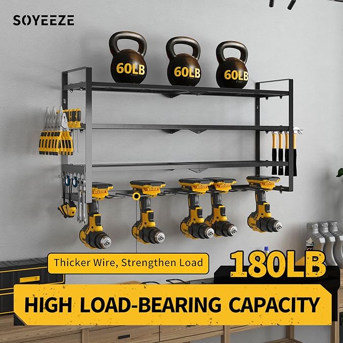 SOYEEZE Power Tool Organizer, Drill Holder Wall Mount, 4 Layers Tool Storage - Image 2