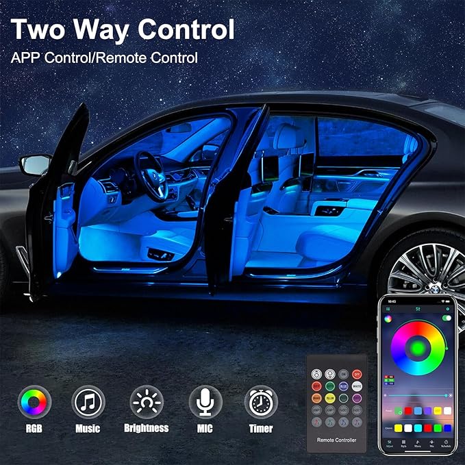 Car LED Strip Lights, LEDCARE 9 in 1 RGB Car Interior Lights - Image 4