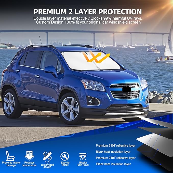 Windshield Sun Shade for Ch-evro-let/Chevy Trax 2013-2023 Foldable Sunshade - Image 3